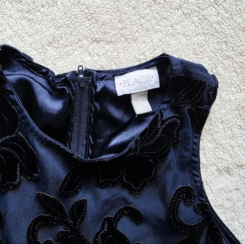 Children's Place Navy Blue Floral Overlay Sleeveless Dress Girl's/ Kid's Size 10